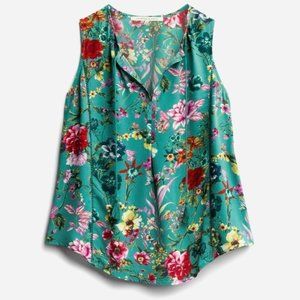 COLLECTIVE CONCEPTS TEAL FLORAL BLOUSE NWT